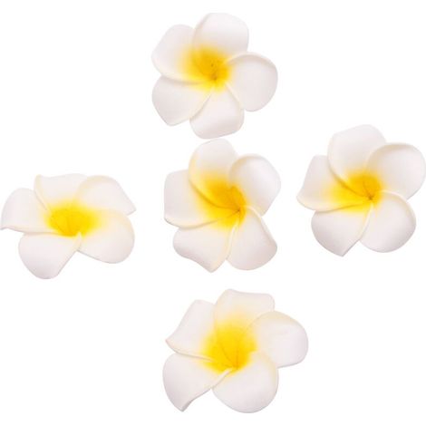100 pétales de frangipanier artificiels hawaïens en mousse blanche (5 cm) pour coiffe, chapeau, couronne, décoration de mariage à faire soi-même-AquaForge (1/5)