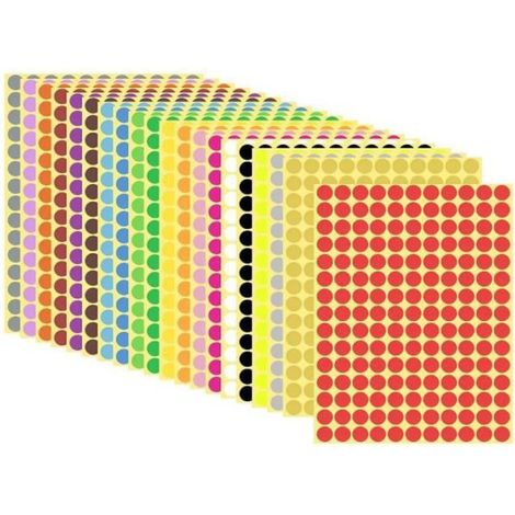 2880Pcs 10mm Gommettes Autocollantes Rondes, Couleur Codage étiquettes,Autocollants à Pois Colorés, Pastille Autocollante de Couleur (1/4)