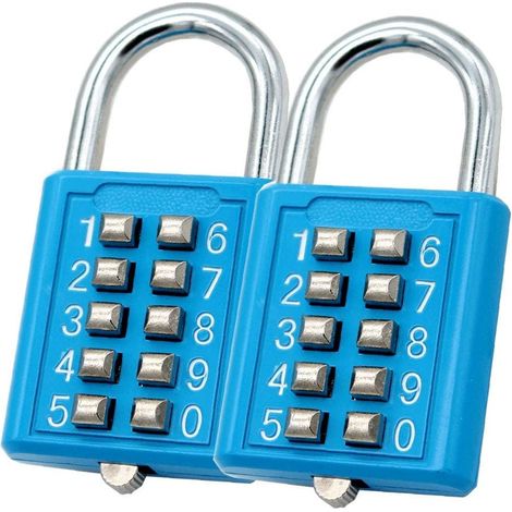 Cadenas à combinaison à 10 chiffres avec bouton-poussoir, mécanisme de verrouillage à 5 chiffres (1/5)