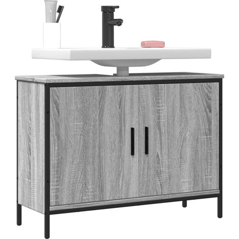 Armoire lavabo de salle de bain sonoma gris 80x30x60 (1/5)