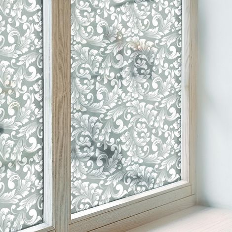 Fensterfolie 200x146 cm Dekorativ Folie für Badezimmer Schlafzimmer Milchglas Selbstklebend Sichtschutz Fenster Dekorfolie Blickdicht Laubige Eleganz