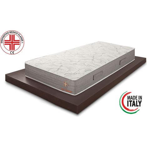 Materassimemory.eu - Materasso Singolo Memory LA ROSA DEI VENTI Misura 80x190 Alto 25 cm 7 zone di portanza differenziata Rivestimento ALOE VERA SILVER SFODERABILE con fascia 3D AIR detraibile (1/5)