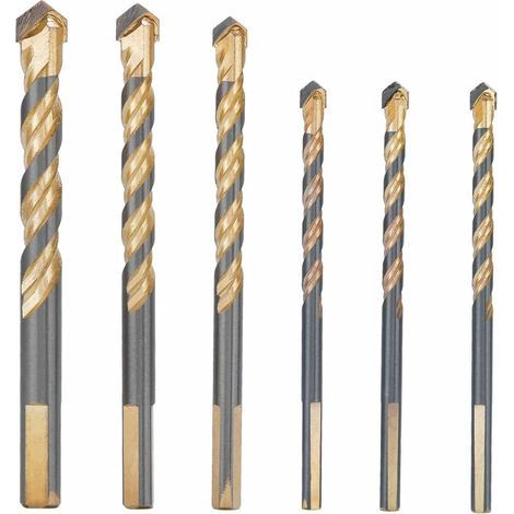 6-Piece Tile and Glass Drill Bit Set: 3 x 6mm, 8mm, 10mm, 12mm, Ceramic Tile Drill Bits Porcelain Earthenware Drill Bit for Tile, Brick, Glass, Marble, Mirror, Wood, Diamond (1/5)