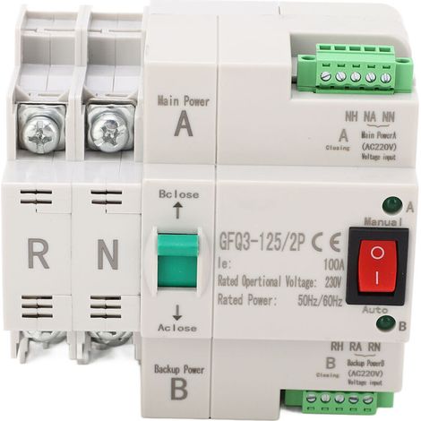 Commutateur de transfert automatique double puissance 2P, commutation rapide PC AC 230V pour maison et usine (1/5)