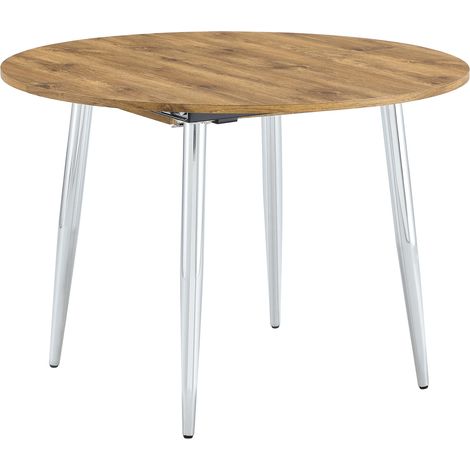 Ausziehbarer runder Esstisch aus MDF und Metall, 107–137 cm, Holzoptik (1/5)
