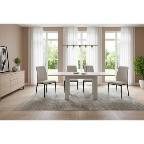 Tavolo Allungabile - 8 Posti Allungabile, Bianco Anticato, -, 90x90x75h cm Potosi