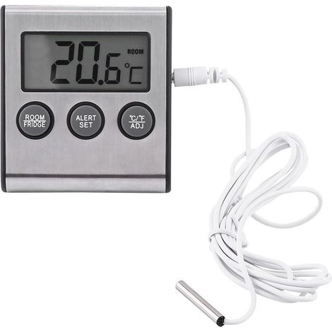 Thermomètre frigo digital LCD avec sonde externe -50°C à 70°C, moniteur de température pour réfrigérateur, précision élevée, affichage clair, noir, usage domestique. (1/5)