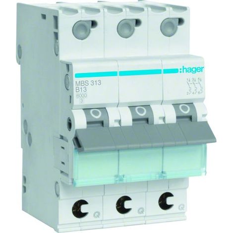 Interrupteur et disjoncteur Hager mbs313 3 pôles 13 A