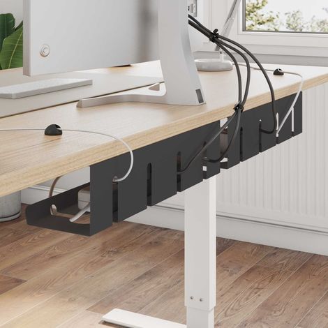 vidaXL Bandeja de gestión de cables bajo el escritorio 2 uds. Negro (1/5)
