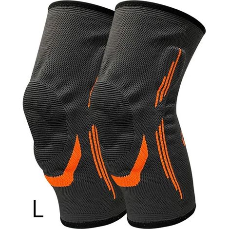 Ginocchiera compressiva, tutore per artrite al ginocchio, supporto articolare, sicura per lo sport, ideale per pallavolo, ginnastica e altri sport, protegge le articolazioni (L, arancione) (1/5)