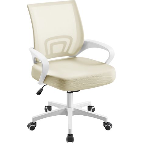 Homevive Silla de Oficina Ergonómica con Ruedas Silla de Escritorio de Malla con Altura Ajustable Soporte Lumbar Beige