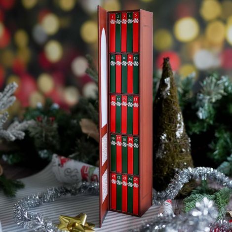 Calendrier de l'Avent 2026 avec 24 mini-livres décoratifs, couleur marron (1/5)
