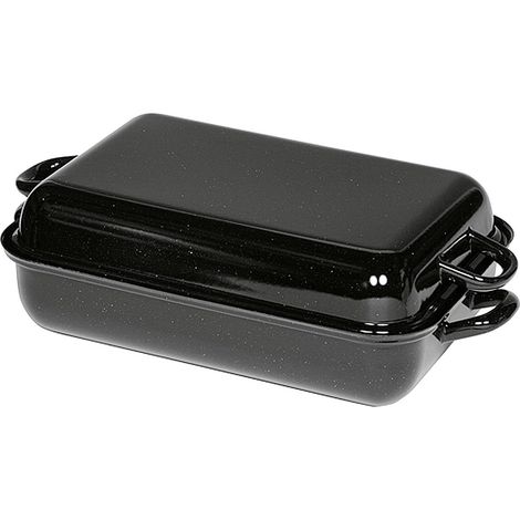 Bräter Profi 37x26x12,5cm schwarz emailliert mit Deckel