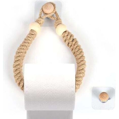 1 Piece Rope Towel Holder Bathroom Toilet Paper Holder Toilet Roll Holder Retro Jute Rope Wooden Towel Rack for Bathroom Kitchen