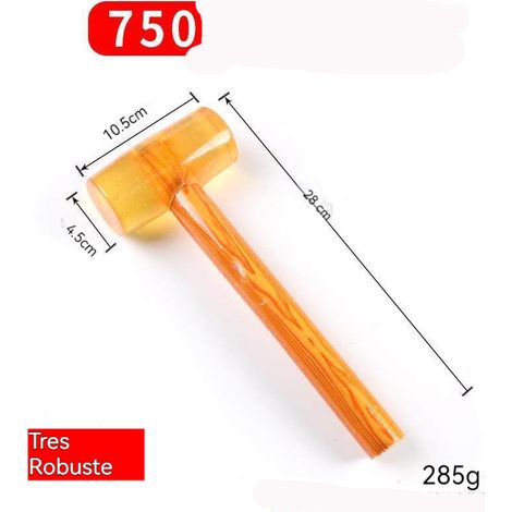 Maillet Caoutchouc Transparent avec Manche Bois - Outil Pose Carrelage-750 (1/5)