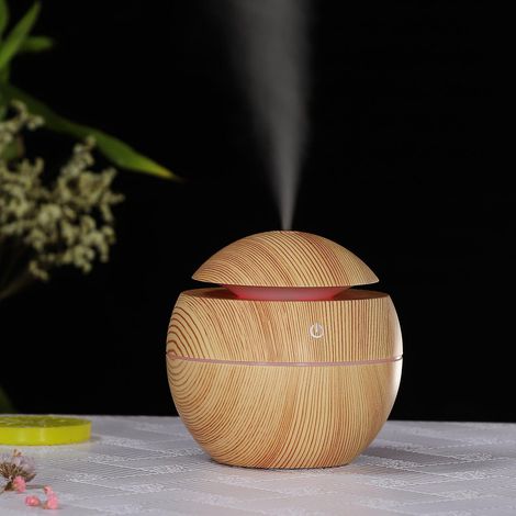 130ml Mini Humidificateur Ultrasonique Balle Diffuseur D'arme Color Humidificateur 5v Humidificateur Usb Grain De Bois (1/5)