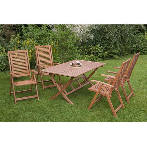 Cordoba Set 5tlg 4 Sessel Klapptisch 160x90cm Eukalyptus