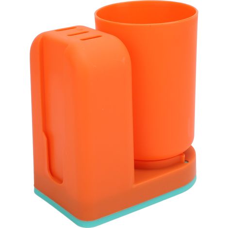 Toothbrush Cup Holder Multipurpose Modern Simple Design Space Saving Wall Mounted Toothbrush Holder with Cup Orange (1/5)
