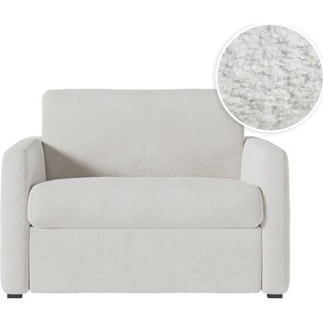 Fauteuil AGATHE convertible express 70x190cm en tissu bouclette blanc - Matelas 13cm (1/5)