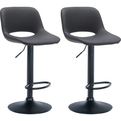 Taburetes altos x2 con reposapiés en PVC negro base metal negro 100004066 (1/4)