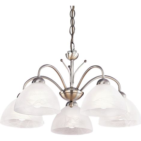 Lampadario Contemporaneo Milanese Acciaio Adjustable Vetro 5 Luci E14 (1/3)
