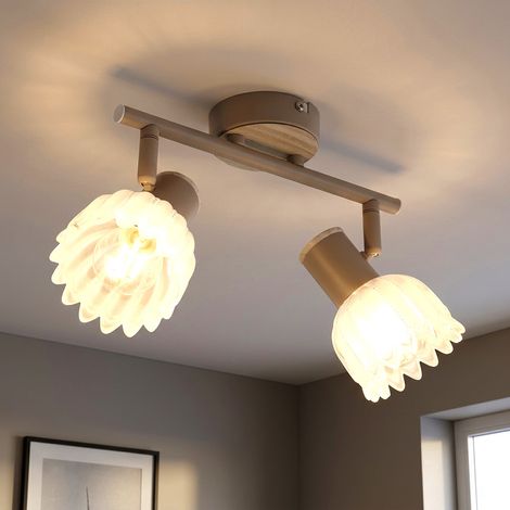 Plafonnier, lampe de plafond, spot, métal, finition sable mat, orientable, L 25 cm (1/5)