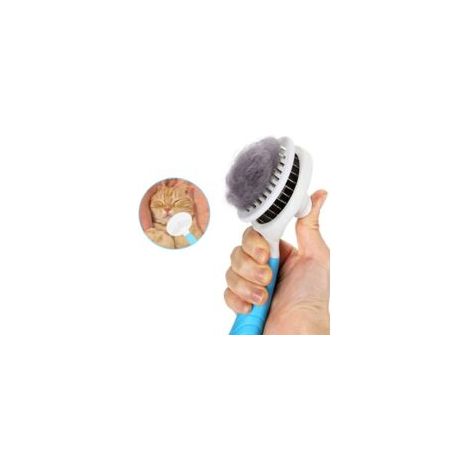 Spazzola per la toelettatura di cani e gatti a pelo lungo, spazzola autopulente con rimozione del pelo con un clic, per cani e gatti di piccola, media e grande taglia (blu) - Crezuo
