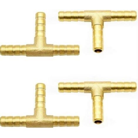 Pr 4 piezas 6mm pieza en T conector de manguera de latón conector de extensión de manguera conector de manguera de aire comprimido conector de manguera de combustible (1/4)