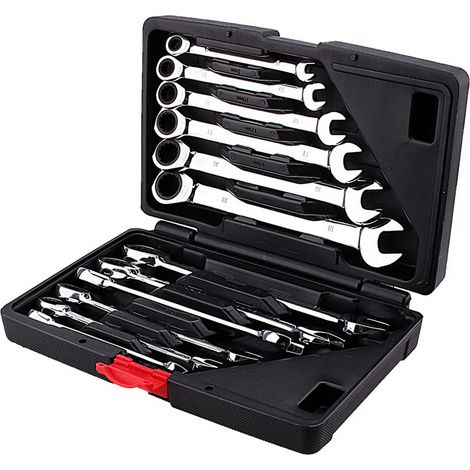 12-Piece Ratchet Wrench Set (8-19mm) High-Torque Fixed Spanners for Garage Workshop Home Repairs (1/5)