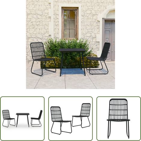 vidaXL Salle à manger extérieure - Ensemble à manger d'extérieur 3 pcs résine tressée et verre (1/5)