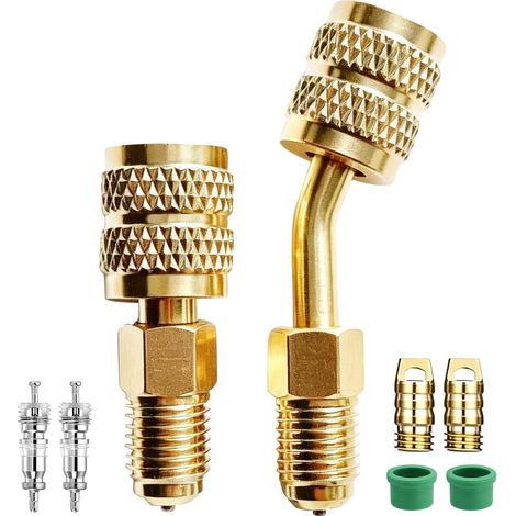 Set mit 8 Adaptern für R32-Kältemittel, 6,35 mm (1/4") Innengewinde auf 6,35 mm (1/4") Außengewinde, kompatibel mit R-32-Tanks und Split-Systemen (1/5)