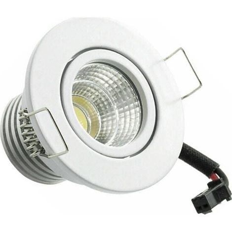 Faretto Led Cob 3 W Luce Calda 3000k A Incasso Orientabile Bordo Bianco P-45-bc (1/4)