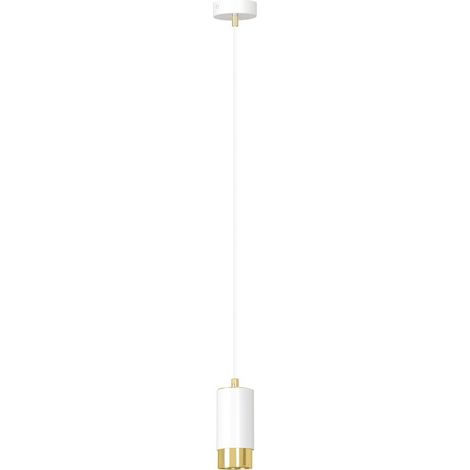 Lampada a Sospensione Fumiko, Acciaio verniciato a polvere, Bianco, Oro, 8x100x8 cm