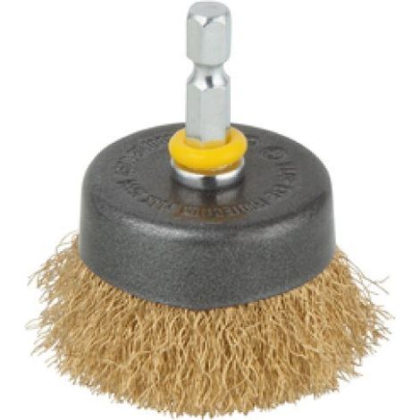 Spazzola Metallica a Tazza per Trapano in Ottone Esagonale Levigare Wolfcraft (1/3)