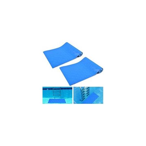Lntyq 2-teilige Poolleitermatte, 23×90cm große Poolstufenmatte, Poolleiter-Schutzmatte mit rutschfester Textur, für Poolstufen, Treppen und Leitern (1/5)