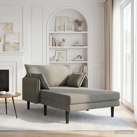 vidaXL Grande méridienne Gris clair Tissu en velours côtelé (1/5)