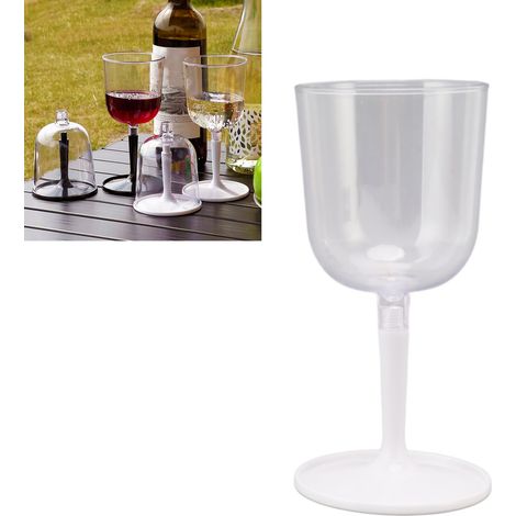 Verres à vin de camping COOLCAMP, verres à pied en plastique résistant aux chocs, verres à vin portables détachables, verres à champagne, blancs (1/5)