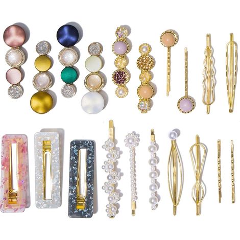 Lot de 20 pinces à cheveux macarons pour femmes, ornées de perles acryliques, faites main. Idée cadeau de Noël pour les filles. Barrettes tendance pour femmes, accessoires de coiffure pour fêtes et ma (1/5)