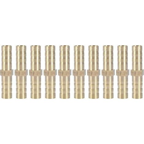 (6mm 10pcs) Two Way Straight Pipe Fitting Brass Barb Connector Tube Joint 6/8/10/12/14/mm MUMU (1/4)