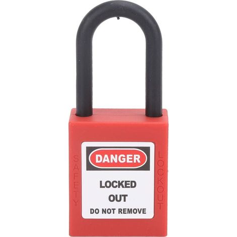 Cadenas de sécurité avec 2 clés, 4,6 x 4,1 x 2 cm, en nylon, pour usage électrique. (1/5)