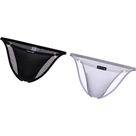 2PCS Réglable Hommes En Soie de Glace G-String Bulge Pouch T-back String Tangas (1/5)