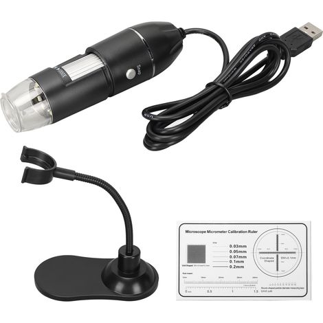 Microscope numérique USB portable HD 50X-1000X, caméra mini avec 8 LED pour PC Windows, noir (1/5)