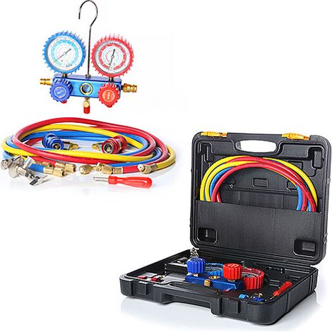 Condizionatore d'aria a 2 vie per R134a R22 R22 R12 R12 R502 KFZ SET 3 tubi flessibili + custodia