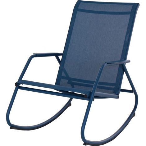 PROLOISIRS Fauteuil basculant de jardin Noa Rocking - bleu/bleu 61 x 90 x 100 cm (1/2)