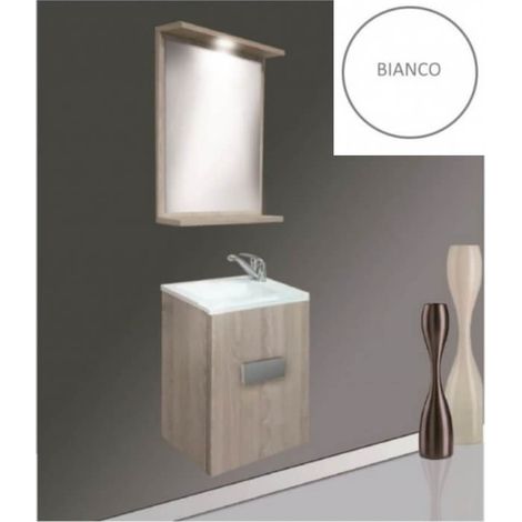 Mobile bagno sospeso Charlie con specchio bianco