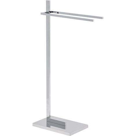 Toallero de acero plateado brillante 2 rieles accesorios de baño toallero de pie diseño moderno Selva