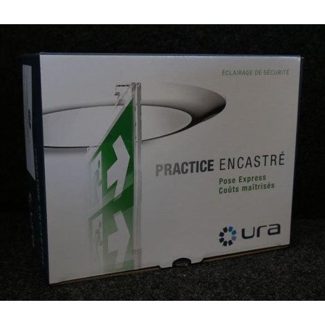 Luminaire encastré LED pour source centrale LSC d'évacuation Practice Évolution 24-48V flux 45lm IP40 Uraproof URA (1/2)