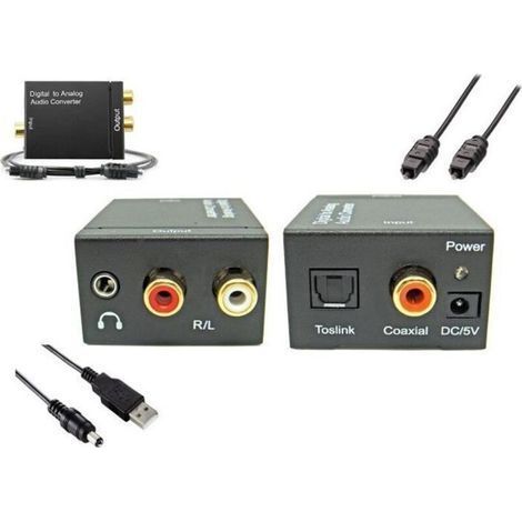 Convertitore audio digitale - Non specificato - SPDIF - RCA e jack da 3,5 mm - Nero - Audio analogico (1/4)