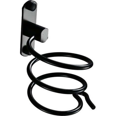 1PCS noir Support pour sèche-cheveux pour montage mural avec perçage - Pour hôtel, salle de bain, WC, barbier Aluminium, finition mate (1/4)