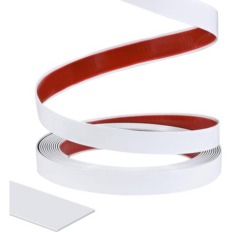 15M de plinthes décoratives autocollantes, blanc. Plintes murales flexibles larges de 2 cm. Plinthe décorative autocollante flexible en PVC pour la protection des bords des murs, plafonds, sols (1/5)